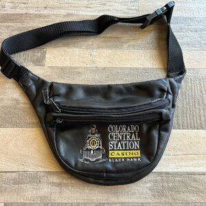 Vintage black leather fanny pack Colorado central station